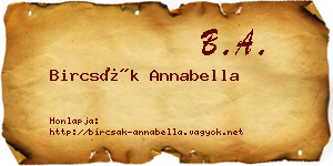 Bircsák Annabella névjegykártya